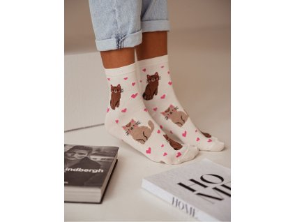 skarpetki damskie kotki i serduszka 0200136