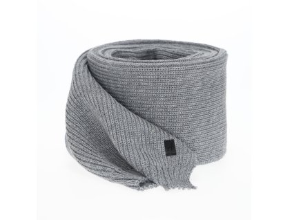 Pánsky sivý šál z merino vlny Algor – rebrovaný pletený vzor, elegantný zimný doplnok