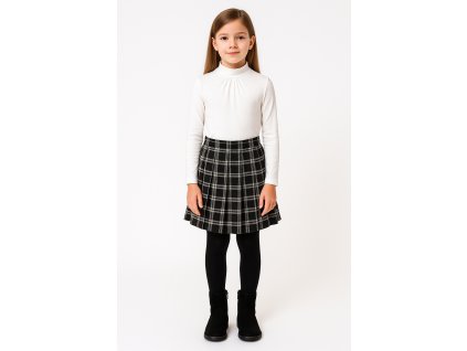 Biely dievčenský viskózový polrolák s jemným riasením pri krku