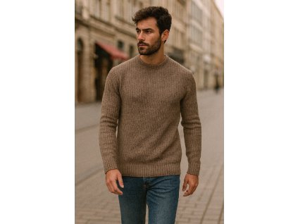 Pánsky béžový pletený pulóver model