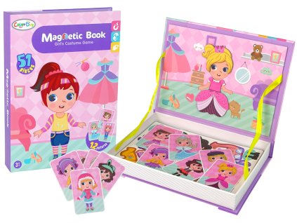 Magnetická kniha pre deti s obliekaním postavičiek – 51 magnetických dielikov a 6 vzorových kariet.