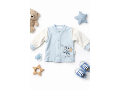 Detská prekladná bavlnená košieľka NICOL svetlomodrá s dlhým rukávom a motívom Sweet Baby