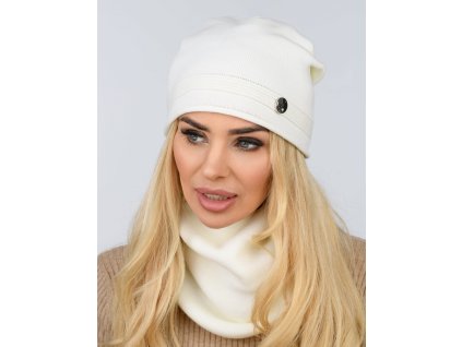 Elegantný dámsky zimný komplet LEMA – čiapka s logom značky a teplý komín