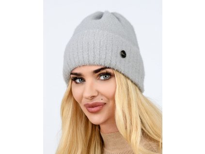 Dámska čiapka LEMA z alpaky s lurexovým vláknom v sivej farbe – moderný zimný doplnok