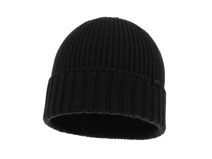 Pánska zimná čiapka Bruner z merino vlny v čiernej farbe – klasický pletený dizajn