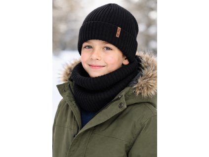 Zimná čiapka a nákrčník z merino vlny pre chlapca