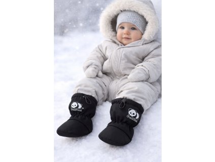 Čierne detské softshellové topánočky ROCKINO s motívom PANDA a sťahovaním