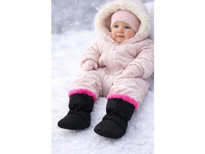 Detské softshellové topánočky ROCKINO čierne s ružovým kožúškom