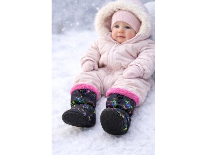 Protismykové detské softshellové topánočky ROCKINO AntiSlip s ružovým kožúškom