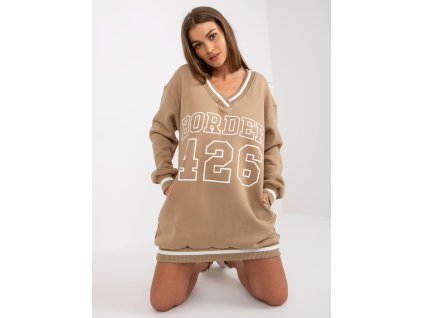 Dámska dlhá mikina s V-výstrihom a potlačou v športovo-casual štýle