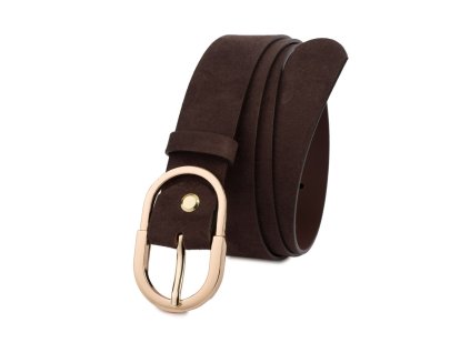 Dámsky kožený opasok Beltimore hnedý so zlatou prackou