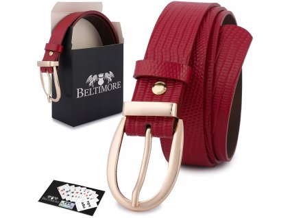 Dámsky kožený opasok Beltimore s ozdobnou kovovou prackou v darčekovom balení