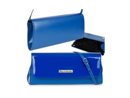 Lakovaná dámska listová kabelka Beltimore s nastaviteľným popruhom, vhodná na spoločenské a elegantné príležitosti.