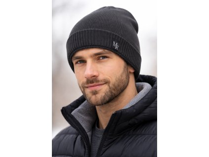 Antracitová pánska zimná čiapka MORAJ zateplená zvnútra