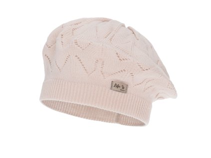 Pletený jarný a jesenný baret pre dievčatko Liveria s jemným vzorom