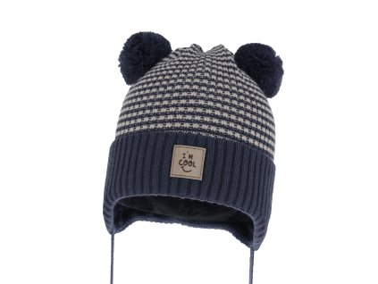 Chlapčenská pletená čiapka Laurent s dvoma brmbolcami a viazaním