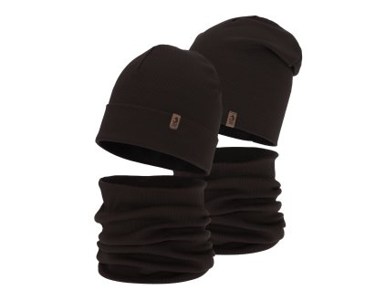 Chlapčenský set čiapky a nákrčníka z rebrovaného úpletu na jar a jeseň