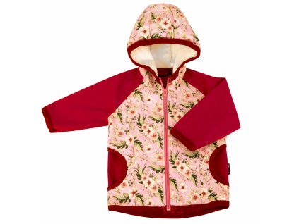 detská softshellová bunda Rockino detail kvetinového vzoru a zipsu