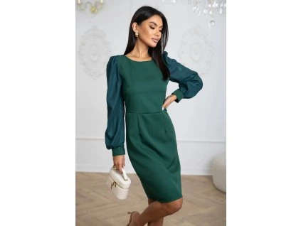 Zelené spoločenské šaty s dlhým rukávom