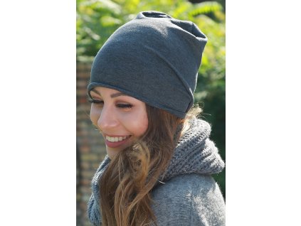 Módna čiapka Beanie atrancítová