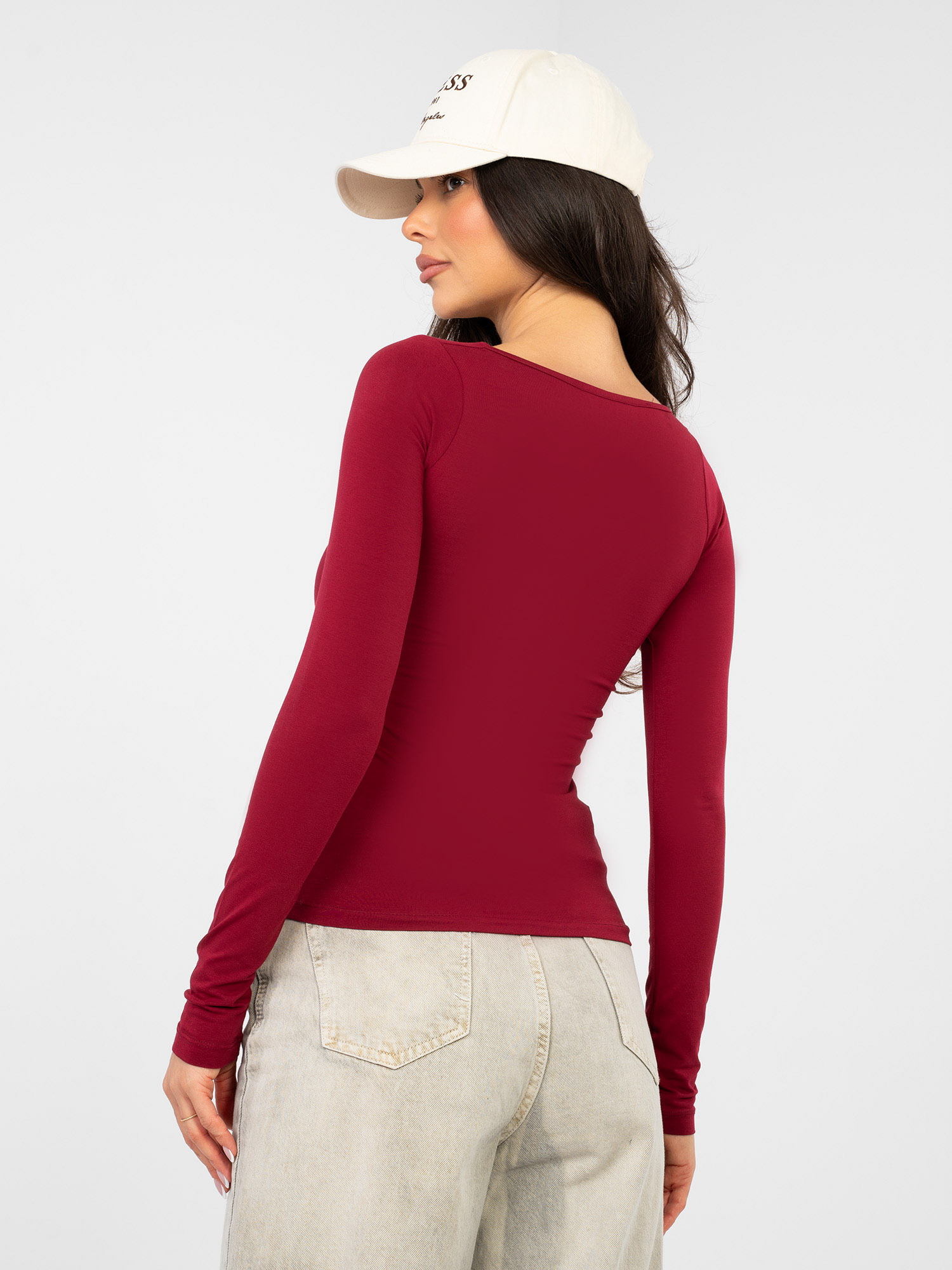 Factory Dámska basic blúzka s dlhým rukávom – priliehavý elegantný top Farba: Hnedá, Veľkosť: S/M