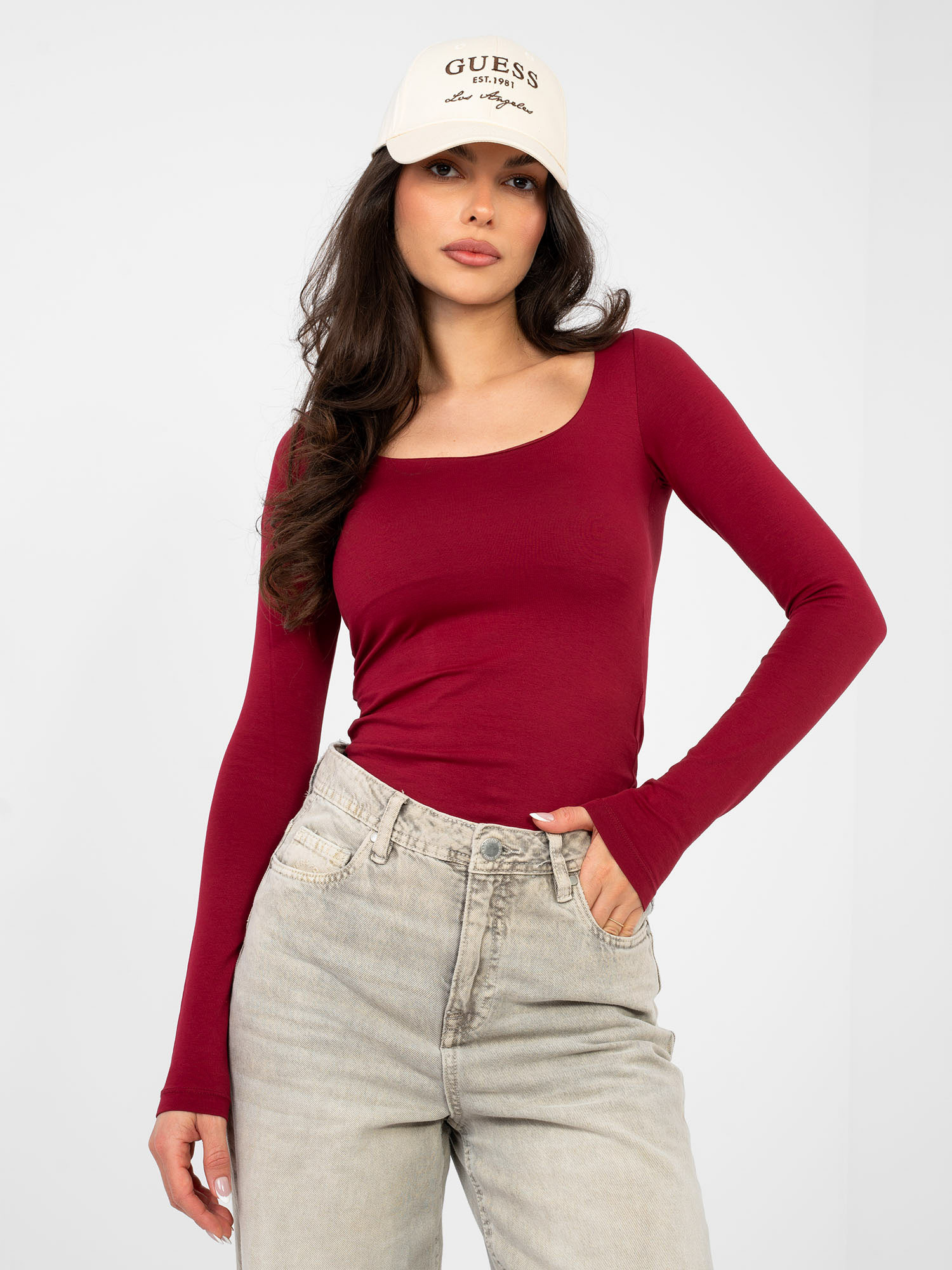 Factory Dámska basic blúzka s dlhým rukávom – priliehavý elegantný top Farba: Hnedá, Veľkosť: S/M