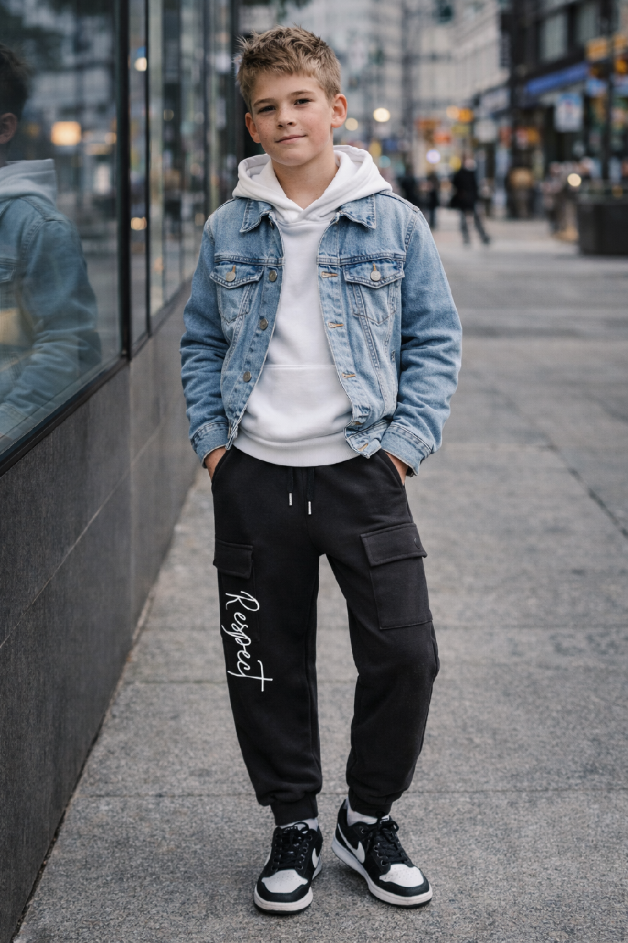 Fashionkids Chlapčenské cargo športové nohavice  RESPECT – čierne Farba: Čierna, Veľkosť: 140