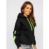 Dámska čierna mikina s kapucňou a zelenými detailmi, veľkosť XL