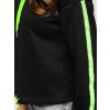 Dámska čierna mikina s kapucňou a zelenými detailmi, veľkosť XL