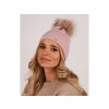 Dámska zimná pletená čiapka s veľkým brmbolcom z umelej kožušiny
