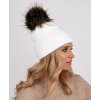 Dámska zimná pletená čiapka s veľkým brmbolcom z umelej kožušiny