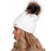 Dámska zimná pletená čiapka s veľkým brmbolcom z umelej kožušiny
