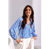 Dámska modro-biela blúzka s geometrickým vzorom, veľkosť UNI