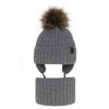 pol pl Komplet zimowy dla chlopca czapka i komin szary z pomponem Puzel 9289 4