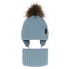 pol pl Komplet zimowy dla chlopca czapka i komin blekitny z pomponem Puzel 9285 4