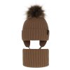 pol pl Komplet zimowy dla chlopca czapka i komin brazowy z pomponem Puzel 13099 7