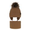 pol pl Komplet zimowy dla chlopca czapka i komin camel z pomponem Puzel 9288 2