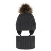 pol pl Komplet zimowy dla chlopca czapka i komin ciemnoszary z pomponem Puzel 9281 2