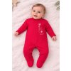 Červený detský overal s dlhým rukávom a potlačou, veľkosť 74.