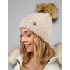 Dámska zimná čiapka s brmbolcom z umelej kožušiny, vyrobená zo zmesi vlny, merino a elastanu