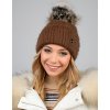 Dámska zimná čiapka s brmbolcom z umelej kožušiny, vyrobená zo zmesi vlny, merino a elastanu
