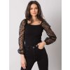 pol pl Czarna bluzka z ozdobnymi rekawami Charm RUE PARIS 381181 1