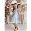 Dievčenské spoločenské šaty s krátkym rukávom – svetlomodré
