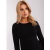 Čierny dámsky pulóvrik z viskózy s dlhým rukávom – rebrovaný elegantný basic kúsok