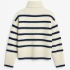 dievčenský rolákový sveter ecru s pruhmi