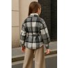 Detská károvaná košeľobunda s opaskom, čierno-biela kombinácia, moderný prechodný kúsok pre dievčatá.
