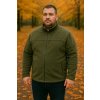 Pánska khaki flísová bunda na mužovi v jesennej prírode – teplá mikina na zips, veľkosť XL