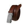 Kožený pánsky opasok BELTIMORE v hnedej farbe s automatickou prackou – elegantný doplnok z pravej kože v darčekovej krabičke.