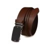 Kožený pánsky opasok BELTIMORE A21 v hnedej farbe s automatickou prackou – elegantný doplnok z pravej kože v darčekovej krabičke.