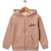 Dievčenská zateplená mikina New York v béžovej farbe so zipsom a kapucňou